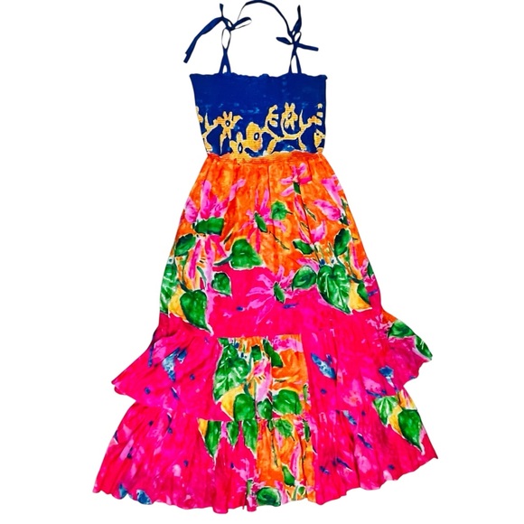 Ralph Lauren RARE Maxi Dress Tropical Rushed Adjustable/Waist Tired/Layers Sz 1X - Picture 11 of 15